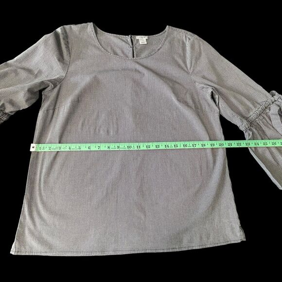 J Crew Women's Black and White Plaid Blouse Top SZ/ M - Picture 4 of 16